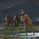 Artist’s depiction of a woman and child in White Sands